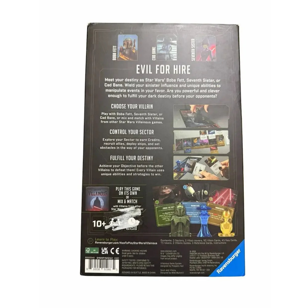 Star Wars Villainous Scum & Villainy Strategy Game Boba Fett Complete NIB
